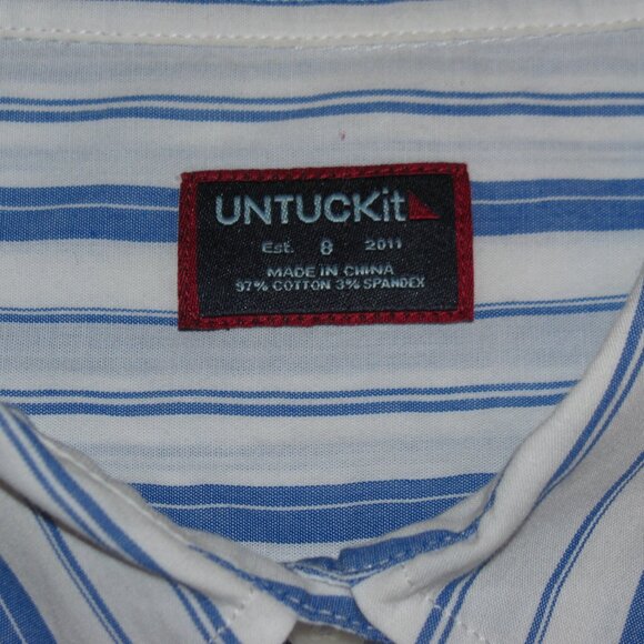 UNTUCKiT Womans Long Sleeve Size 8 Cotton Spandex Blend White Striped - Picture 3 of 6